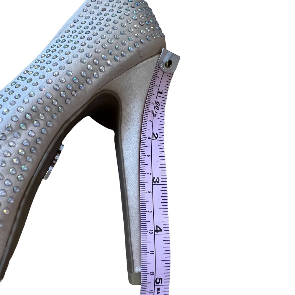 JLO Jennifer Lopez Blingy Blush 6 M Rhinestone Heels~ Dress Shoes Peep Toe - Picture 10 of 13